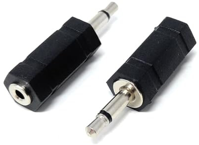 DRUT 2pcs 3.5mm Mono Jack Male to 2.5mm Mono Jack Socket Female Audio Cable Adapter Black