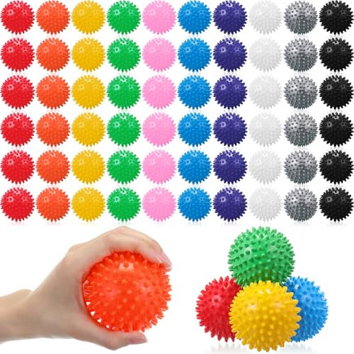 Liliful Massagebälle für Füße, Rücken, Handmassageroller, Plantarfasziitis-Ball, Großpackung für Fuß-Handtrainer, Therapie, 9 Farben, 7,6 cm, 36 Stück