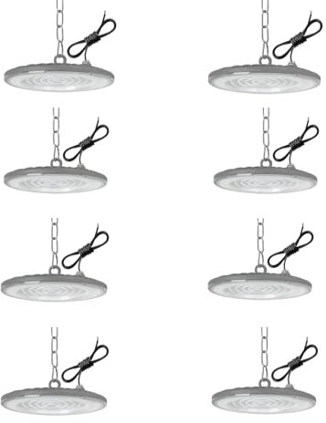 Toobettp 8pcs UFO LED Foco Industrial 100W, 10000LM Naves Industriales, 6500K Impermeable IP65 para Patio, Garaje, Fábrica, Taller