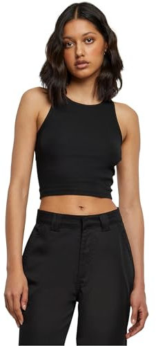 Urban Classics Damen Ladies Cropped Rib Top Black, XXL