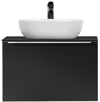 Lomadox Waschtisch 60cm, matt schwarz, Keramik Aufsatzwaschbecken in weiß
