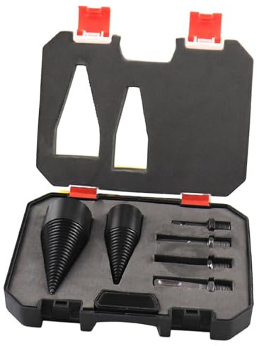 Sharplace Set of 6 Firewood Log Splitter Drill Bit Attachment Portable Versatile Detachable for Logging and Open The Wood Black Color