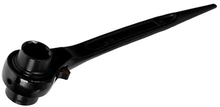 Fxionicon 19mm x 22mm Scaffold Wrench, Black Ratchet Podger Spanner, 12 Point, Quick Release Socket Wrench, Heavy Duty Adjustable Ratcheting Socket Spanners, High Carbon Steel