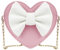 LA HUATE Piccola borsa a tracolla a forma di cuore per ragazza, con fiocco, borsa a tracolla, Rosa + fiocco cremoso, bb-06293-01YH