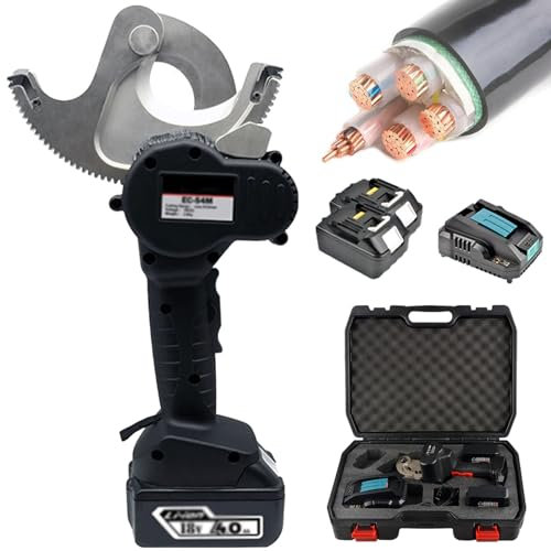 YMPFDGPW Herramienta para Cortar Cables eléctricos, Cortador de Cables con trinquete, Cortador de Cables de 50 mm/65 mm/75 mm con Mango Antideslizante y 2 velocidades, batería de 4,0 Ah,EC-50