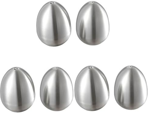 TOPBATHY 6 Piezas De Acero Inoxidable Con Forma De Huevo Saleros Con Forma De Huevo Pimenteros Con Forma De Huevo Botellas De Especias Con Forma De Huevo Contenedores De Especias