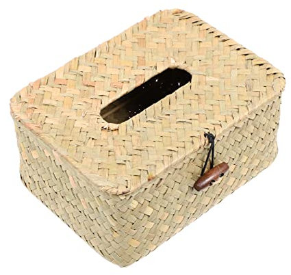 Amosfun 3pcs Woven Napkin Box Wicker Decor End Table Decor Travel Napkin Holder Car Napkin Holder Paper Dispenser Desktop Napkin Case Coffee Shop Paper Case Vintage Rural Carton Straw