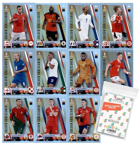 Bundle mit Match Attax UEFA Euro 2024 Germany - Alle 11 Golden Goalscorer + Exklusive Collect-it Sleeves