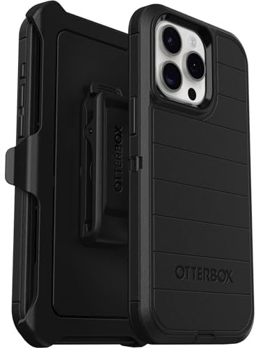 OtterBox iPhone 15 Pro MAX (Only) Defender Series Pro Case - Black, Screenless, Rugged & Durable, with Port Protection, Includes Holster Clip Kickstand