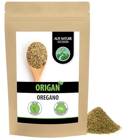 Alpi Nature Orégano Seco 40g, Hierba de Orégano Frotada, Especia para Cocinar, Pasta y Pizza