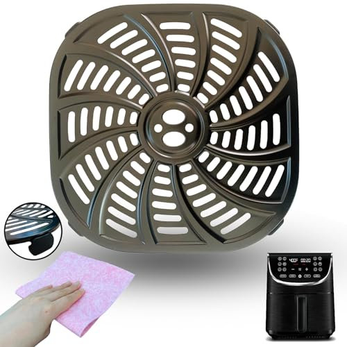 CyHiThai 7QT Square Air Fryer Crisper Plate for Gourmia GAF716 7QT Air Fryers, Premium Air Fryer Grill Pan Plate Tray Rack Insert Grate Grid Shelf for 7QT Gourmia Air Fryers, Nonstick, Dishwasher Safe