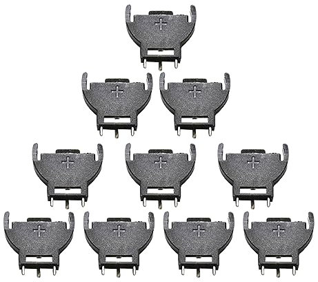 Yjcnelcr 10PCS Black CR2032 2032 3V Half-Round Cell Coin Battery Socket Holder For Case Battery Boxes Vertical 3 Pins Cell Socket