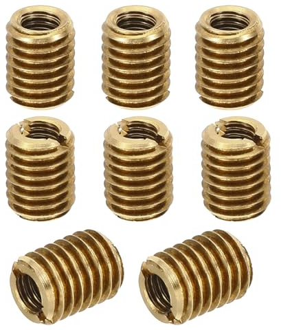 PATIKIL 8 Stück Gewindeeinsatz M8 auf M5 x 10mm, Schlitzen EinschraubmutteM8 M5 Messing Gewindehülse, Adapter für Schraubverbindungen, gewindeadapter m8 auf m5 Adapter Reparatur, Gold
