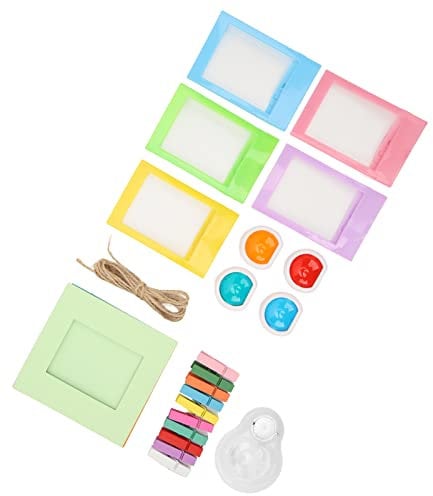 Paper Photo Frames, Five Colors Decorative Plastic Frames DIY Instant Film Camera Photo Frames for Office