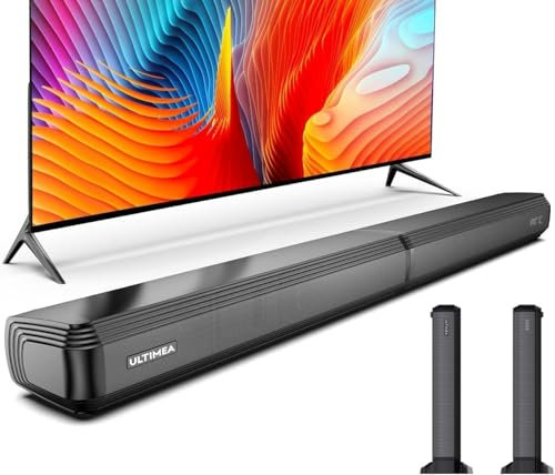 ULTIMEA Barra audio 2.2CH per Smart TV Home Theater per PC TV Montaggio a parete rimovibile 2 in 1 TV Bluetooth Modalità EQ Regolazione dei bassi HDMI ARC/Ottico/Aux Potenza di picco 100 W