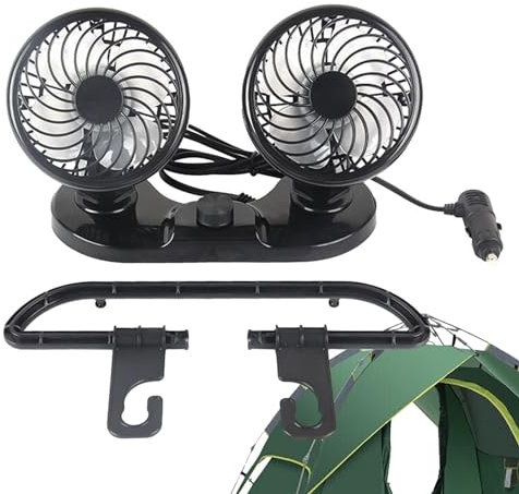 --USB-Ventilator, doppelt kühlender Auto-Ventilator | Tragbare Klimaanlage fürs Auto, geräuschlos,360° verstellbare tragbare Klimaanlage für Auto, Autoventilator für Rücksitz, 2 Geschwindigkeiten für