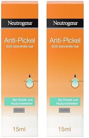 Neutrogena Anti-Pickel SOS Soforthilfe-Gel, Bei Pickeln und Hautunreinheiten, 15 ml (Packung mit 2)