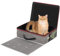 Avont Tragebare Katzentoilette mit Reißverschluss-Deckel + 1*Schaufel + 1*Matte, Leicht und Wasserdicht Katzenklo für Reisen, Auto -M