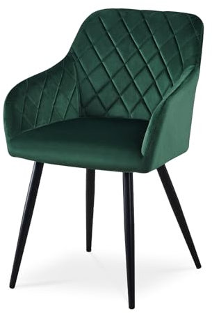 CLIPOP Esszimmerstuhl, 1 Stück Küchenstuhl Samt Bezug Wohnzimmerstuhl Polsterstuhl mit Armlehne Metallbeine Polstersessel Stuhl für Esszimmer Wohnzimmer Küche (1, Samt Grün)