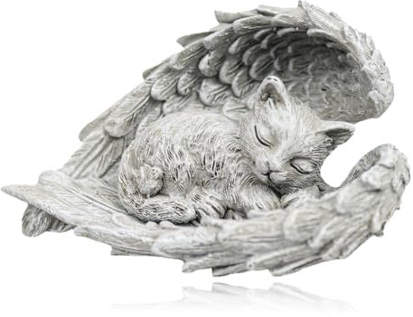 Gedenkstein Katze,Grabstein Katze Mit Engelsflügeln,Katze Engel Gedenkstein Grabstein,Harz Katzen Grab Deko,Garten Wunderschönes Andenken,Katze Hund Engel Haustier Denkmal Grab Marker Tribut Statue
