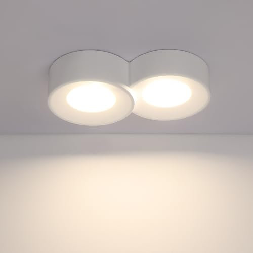 ZMH Aufbaustrahler weiß Aufbauspot rund: Spots Deckenleuchte Flur Ø28cm Aufbauleuchte GX53 Deckenspots 2 flammig Modern Deckenlampe Aufbau max.10W Aufbauleuchte für Wohnzimmer - Ohne Leuchtmittel