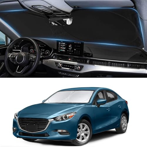 Parasol personalizado para parabrisas Mazda 3 para accesorios Mazda 3 2019-2024 2025 2026 Hatchback/Sedan Accesorios parabrisas frontales para cubierta de parabrisas Visor protector para parabrisas