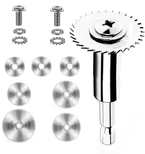 Wjelet 9 Pcs Inside Pipe CutterInside Cutter Internal Cutter Set 1/4-Inch Hex Shank Rotary Drill Saw, HSS Saw Disc Wheel Cutting Blades for Drills Rotary Tools, PVC and Plastic Pipe