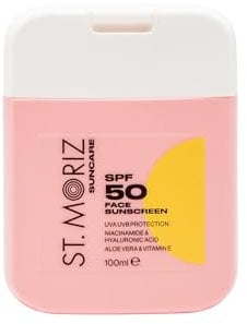 St Moriz Suncare SPF 50 Face Sunscreen | UVA & UVB Protection SPF 50 Daily Use Sunscreen Face Lotion with Niacinamide, Hyaluronic Acid, Aloe Vera & Vitamin E | Dermatologically Tested | Vegan | 100ml