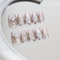 SXVME Nude Pink 3D Press on Nails Short Square, Flora Spring Fake Nails with Designs, Coffin Glue on nails with Diamond, Thick Cute Extra Short Nails for Women and Girls, 30 Pcs