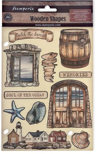 Stamperia KLSP183 Coloured Wooden Shapes, Brown, 14,8 x 21 x 0,8 cm