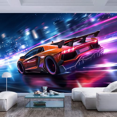 JIAOQSS Papier Peint Panoramique Mural Voiture de sport technologie du futur automobile Murale Pour Chambre De Fille, Garçon, Chambre De Bébé Salon Chambre Décor