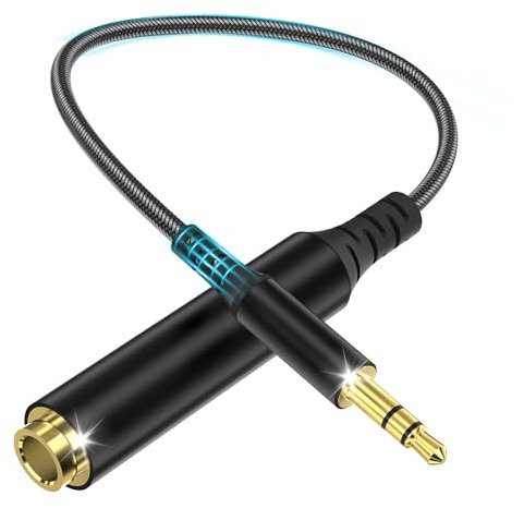 woednx Adaptateur Jack 3,5 mm vers Prise Jack 6,35 mm,câble Adaptateur auxiliaire Audio stéréo avec Contacts plaqués Or 24 carats pour Enceintes,Casque et Piano - 20 cm