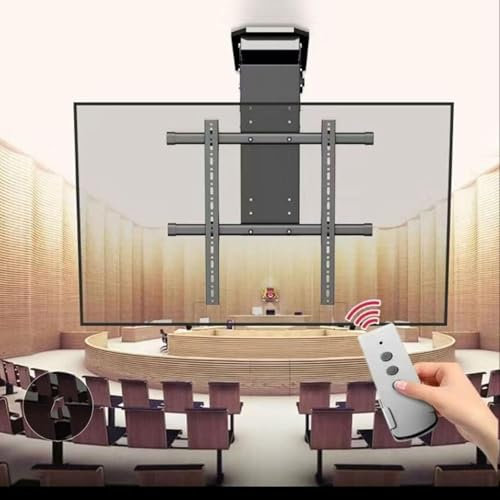 Motorised TV Bracket, Electric Ceiling Mount with Remote & Switch Control, Motorised TV Lift Fits 50-90 Inch Screen, Ceiling & Wall Mounting