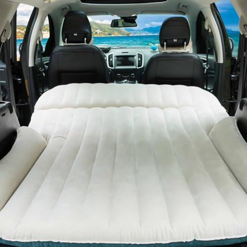 ZHAOYIJIE Tragbare Aufblasbare Matratze für Seat Leon (2009-2013), Auto Luftmatratze Faltbar Luftbett, Auto Kofferraum Luftmatratze für Reisen Camping Outdoor Aktivitäten,A-White