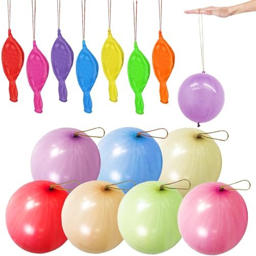 YOUYIKE 50 Stück Punch Luftballons 46cm, Sortierte Farben Stanzballons, Perforierte Ballons mit Elastischen Band Groß Latex Punch Luftballons, PunchBallons für Kinder Geburtstag Spiel Partyzubehör