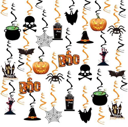 Hängende Wirbel Dekoration, Halloween Spiralen Girlanden, 36 Stück Hängende Wirbel Dekorationen, Halloween Luftschlangen Girlanden, Hänge Ornament