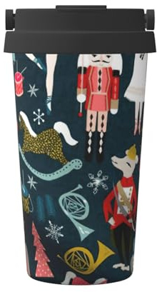 Women's Nutcracker Ballet Xmas Dance Print Travel Mug Coffee Cup Thermal Leakproof, Insulated Stainless Steel Flask Hot Cold Drinks Cup