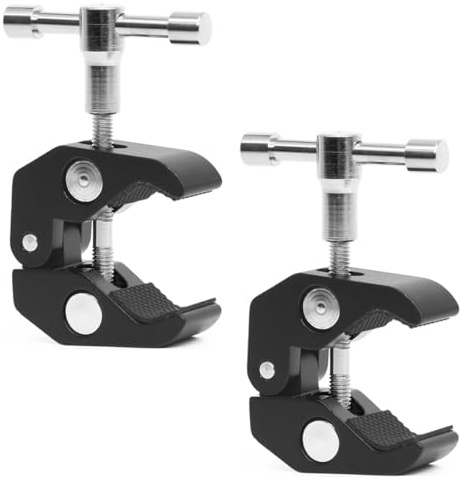 2Pcs Super Clamp w/1/4 and 3/8 Threads, Camera Clamps Clip Mount Crab Clamp for DSLR Cameras, Lights, Umbrellas, Hooks, Shelves, Rods, Cross Bars, Photo Accessories