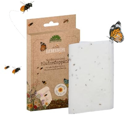 Blütenteppich – Saatmatte mit Wildblumensaatgut von Die Stadtgärtner | Größe 300 x 10 cm | Gutes tun für Bienen, Schmetterlinge & Co. | Geschenk für Gartenfreunde & Gärtner