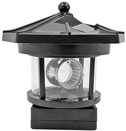 Demiawaking Solarlampen für außen, Leuchtturm Solar LED Leuchte für Garten, Zaun, Hof, mit intelligentem Sensor und drehbar Licht, Gartendeko Solarleuchte Lampe (Schwarz)