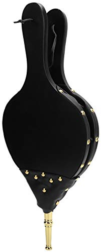 PxQuerantic Soufflet de cheminée, souffleur d’air Manuel pour Bois, Soufflet à Main pour cheminée et Barbecue, souffleur de feu en Cuir PU résistant à la Chaleur avec poignée en Bois pour (Tube doré)