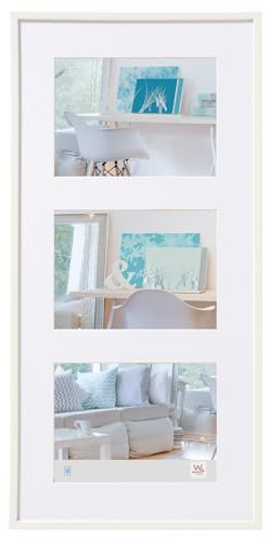 walther design Bilderrahmen weiss 3x 10x15 cm Galerie mit Passepartout, New Lifestyle Kunststoffrahmen KV315W