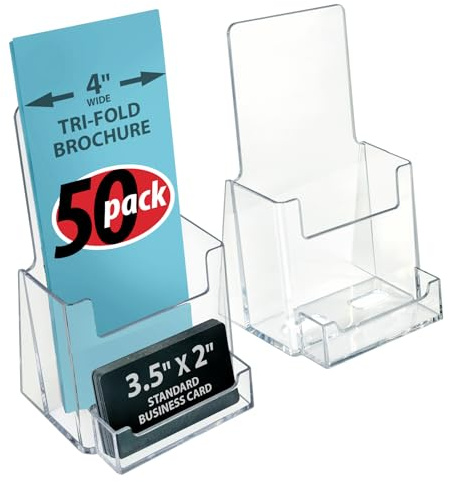 Azar Displays 252922-50PK Prospekthalter mit Visitenkartenfach, dreifach gefaltet, 50 Stück