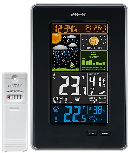 La Crosse Technology WS6835 Station Météo Colorée avec Phases de Lune - Noir