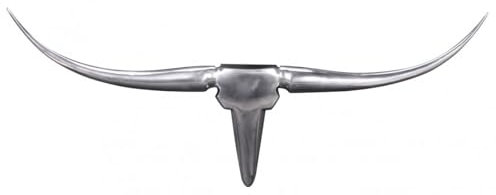 FineBuy Bull Geweih S Wanddekoration 74cm breit Alu Aluminium Silber Aluminiumdekoration Wandgeweih Designdekoration
