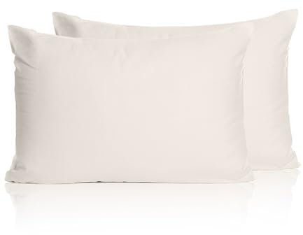 Rohi Cotton Blend Pillowcases 2 Pack - Easy Iron Bed Pillow Cover Pack of 2 - Cool and Comfortable Pillowcase (Pillowcases, 50 x 75 cm, Cream)