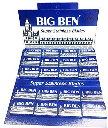 LORD 100 x Big Ben Super Stainless Rasierklingen, 20 Packungen mit je 5 Rasierklingen, für alle herkömmlichen Doppelklingen-Rasierer, für Erwachsene Männer