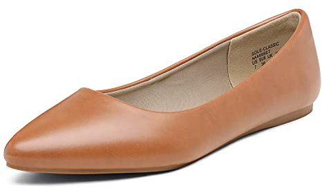 DREAM PAIRS Women's Pointed Toe Ballet Flats | Soft lining, All-day comfort, Low heel, Stylish look, Durable sole, Cushioned insole, Pointed toe, Versatile style