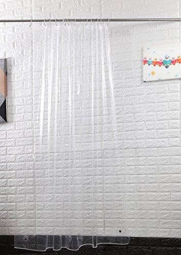 Sfoothome 180cm Wide x 200cm Long Mildew-Proof Shower Curtain Liner Clear, Eco PEVA 8 Gauge Waterproof Bathroom Curtain Weighted With 12 Hooks