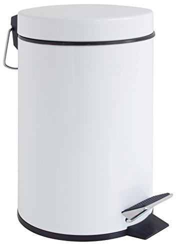 GELCO Design 709129 Poubelle A Pedale 3L, Métal, Blanc, 22,5 x 17 x 26 cm